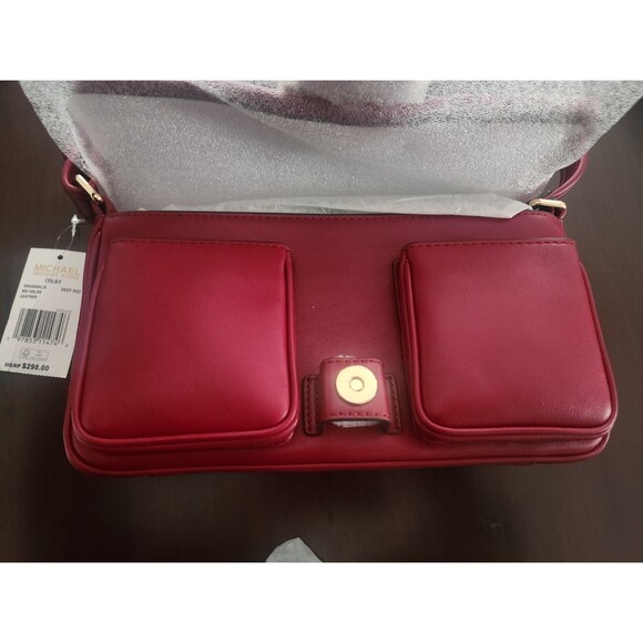 **NEW WITH TAGS** Michael Kors Colby 100% Leather Shoulder Bag - Deep Red - Picture 6 of 8
